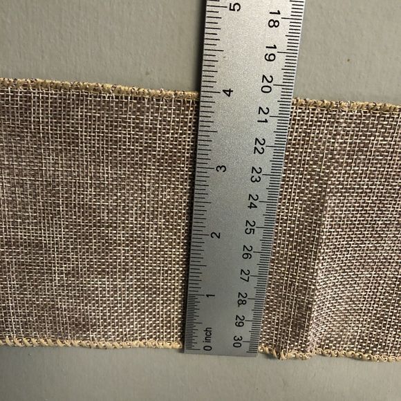 Beige Burlap Look Fabric Wired Edge Ribbon 4 x 9 Ft - Picture 3 of 5